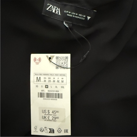 NWOT Zara Black Satin Effect Mini Dress Women’s Size M Luxury Short Tie Dress - Picture 6 of 9